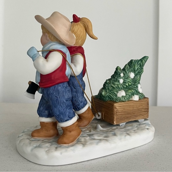 vtg home interiors denim days bringing home the tree 15354-01 christmas figurine - Picture 5 of 7